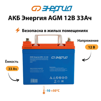 Аккумулятор для ИБП Энергия AGM 12v 33Ah - ИБП и АКБ - Аккумуляторы - Магазин электрооборудования для дома ТурбоВольт